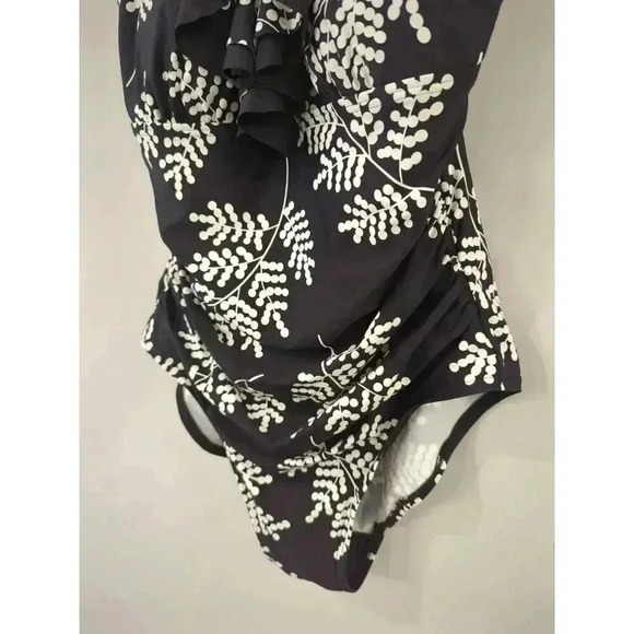 Tommy Hilfiger Women's One Piece Swimsuit V-Neck Ruffle‎ Trim Size M - Picture 3 of 9